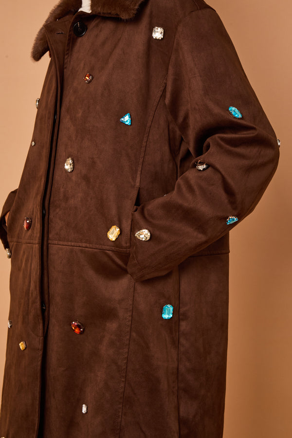 Diva Three quarter coat in Chocolate