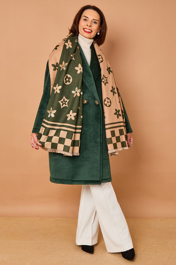 Alberto reversible scarf in sage and beige