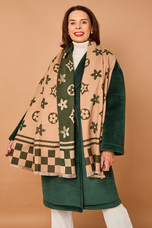 Alberto reversible scarf in sage and beige