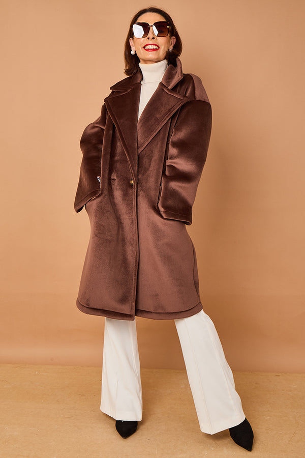 Alberto three quarter coat in chocolate - PRE ORDER 24TH OCTOBER DISPATCH DAY