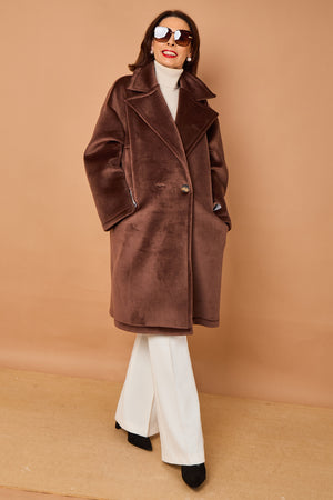 Alberto three quarter coat in chocolate - PRE ORDER 24TH OCTOBER DISPATCH DAY