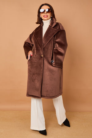 Alberto three quarter coat in chocolate - PRE ORDER 24TH OCTOBER DISPATCH DAY