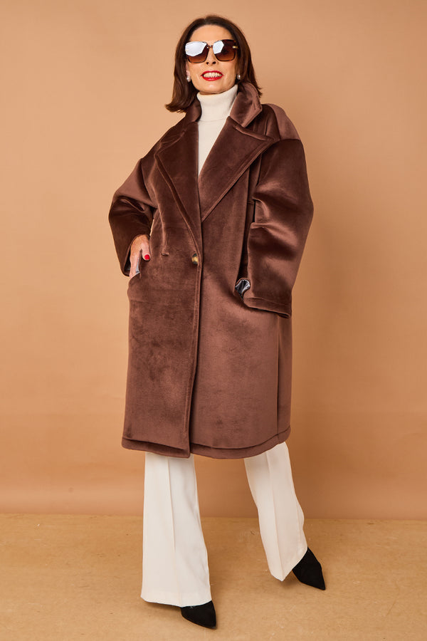 Alberto three quarter coat in chocolate - PRE ORDER 24TH OCTOBER DISPATCH DAY