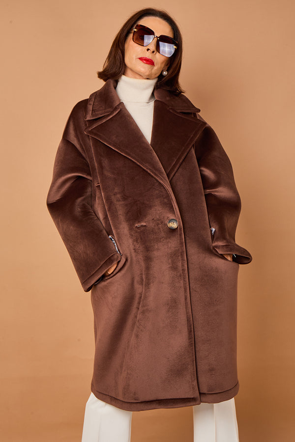 Alberto three quarter coat in chocolate - PRE ORDER 24TH OCTOBER DISPATCH DAY