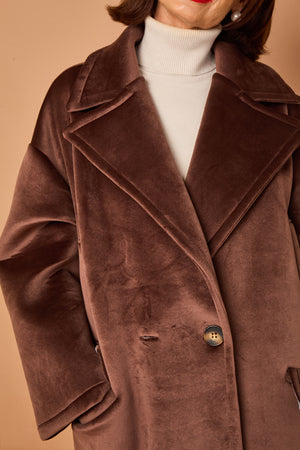 Alberto three quarter coat in chocolate - PRE ORDER 24TH OCTOBER DISPATCH DAY