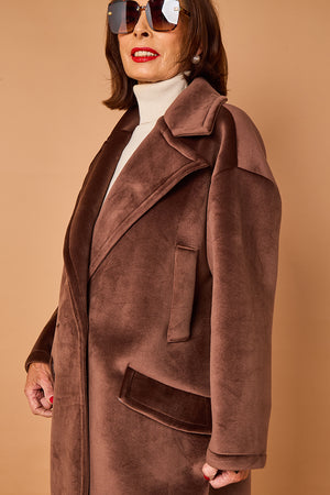 Alberto three quarter coat in chocolate - PRE ORDER 24TH OCTOBER DISPATCH DAY