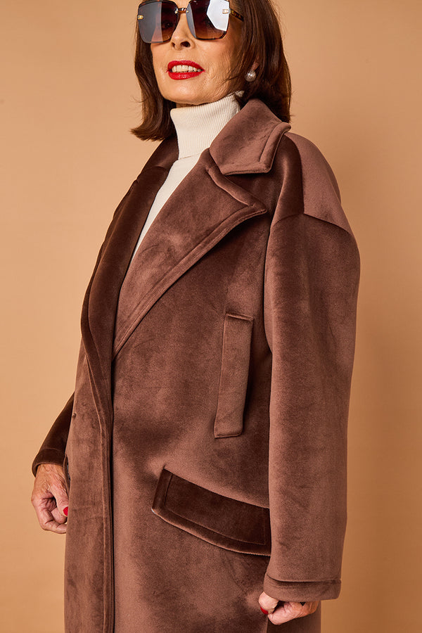 Alberto three quarter coat in chocolate - PRE ORDER 24TH OCTOBER DISPATCH DAY
