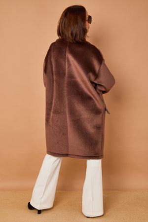 Alberto three quarter coat in chocolate - PRE ORDER 24TH OCTOBER DISPATCH DAY