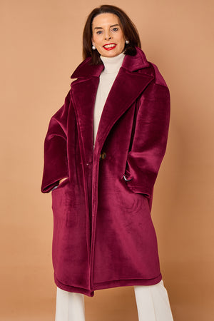Alberto three quarter coat in mulberry - PRE ORDER 24TH OCTOBER DISPATCH DAY
