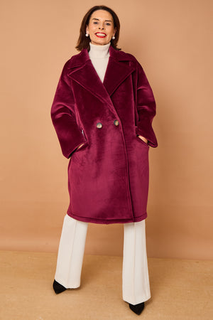 Alberto three quarter coat in mulberry - PRE ORDER 24TH OCTOBER DISPATCH DAY
