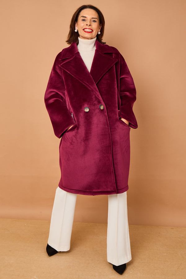Alberto three quarter coat in mulberry - PRE ORDER 24TH OCTOBER DISPATCH DAY