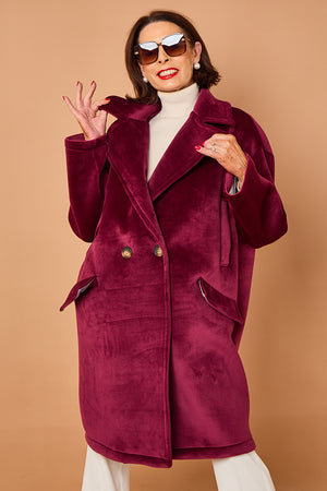 Alberto three quarter coat in mulberry - PRE ORDER 24TH OCTOBER DISPATCH DAY