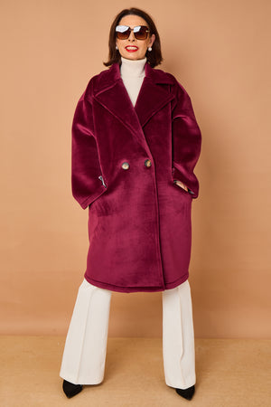 Alberto three quarter coat in mulberry - PRE ORDER 24TH OCTOBER DISPATCH DAY