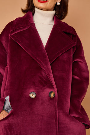 Alberto three quarter coat in mulberry - PRE ORDER 24TH OCTOBER DISPATCH DAY