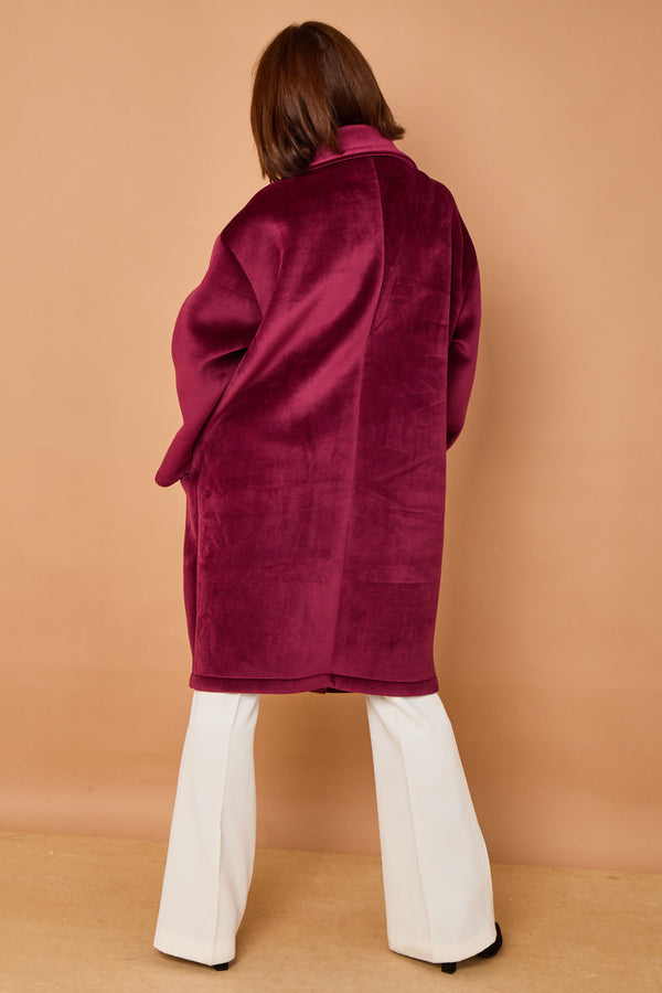 Alberto three quarter coat in mulberry - PRE ORDER 24TH OCTOBER DISPATCH DAY