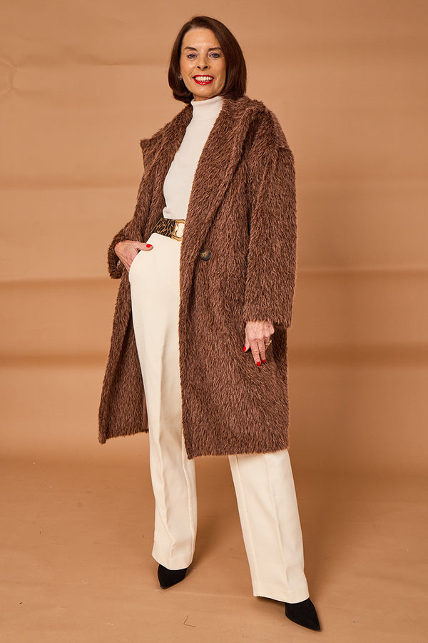 Grace three quarter coat in chocolate