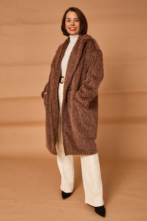 Grace three quarter coat in chocolate