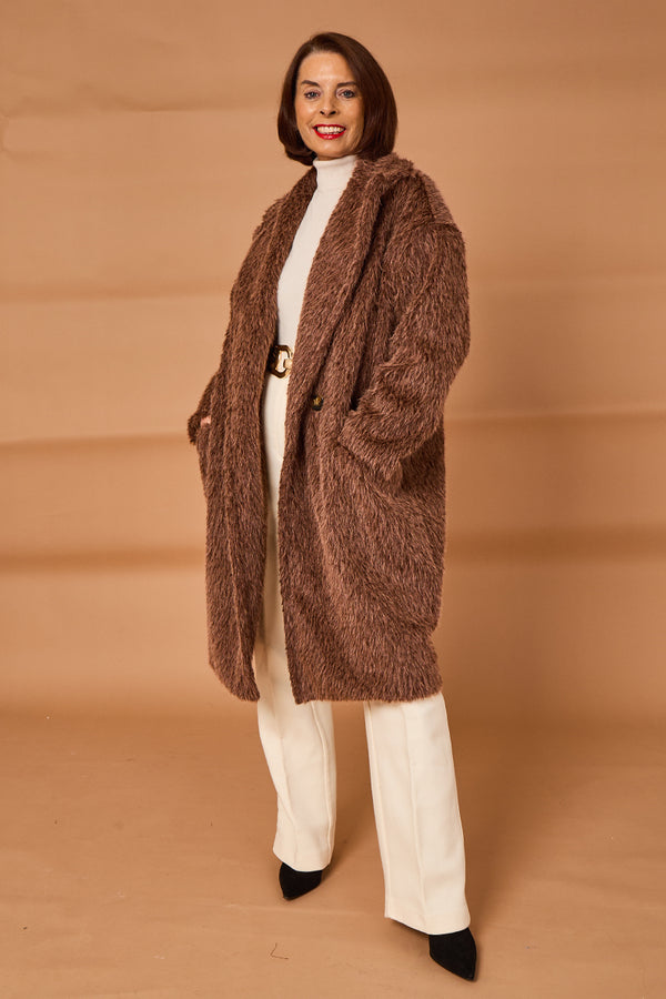 Grace three quarter coat in chocolate