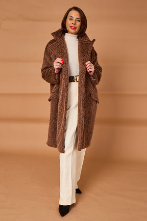 Grace three quarter coat in chocolate