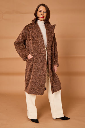 Grace three quarter coat in chocolate