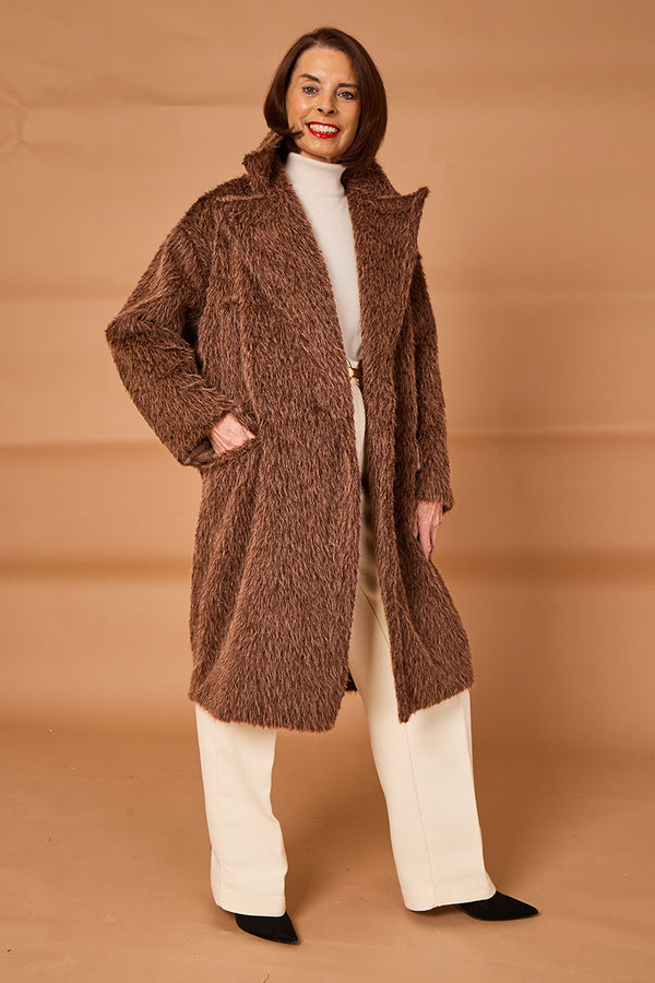 Grace three quarter coat in chocolate