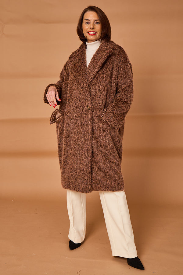 Grace three quarter coat in chocolate