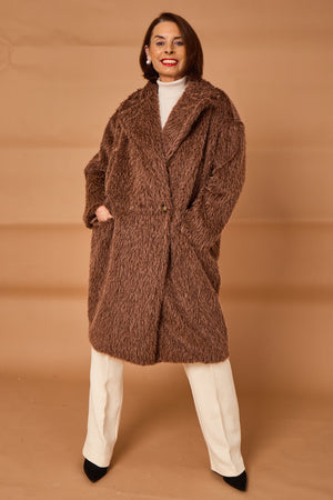 Grace three quarter coat in chocolate