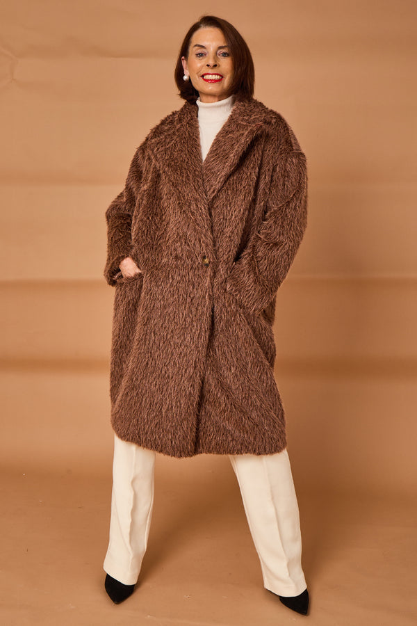 Grace three quarter coat in chocolate