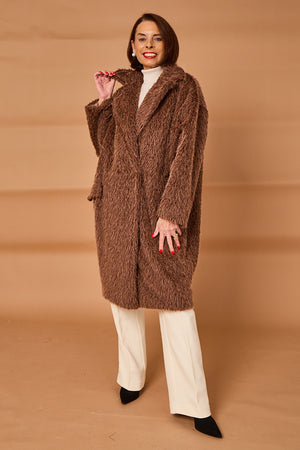 Grace three quarter coat in chocolate