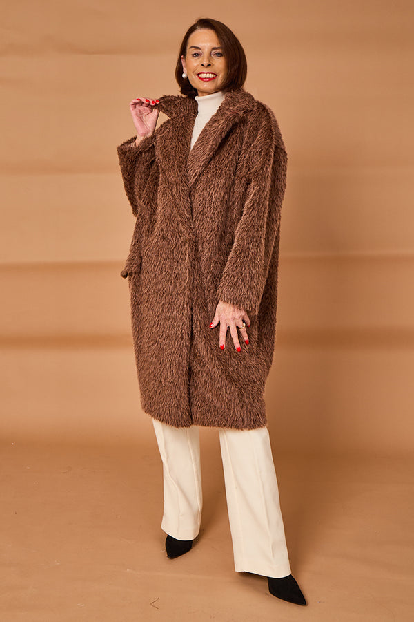 Grace three quarter coat in chocolate