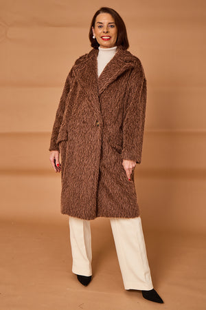Grace three quarter coat in chocolate