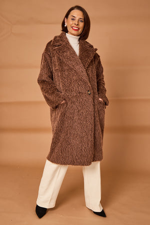 Grace three quarter coat in chocolate