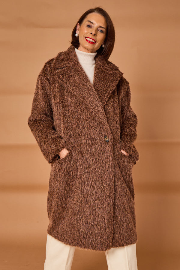 Grace three quarter coat in chocolate