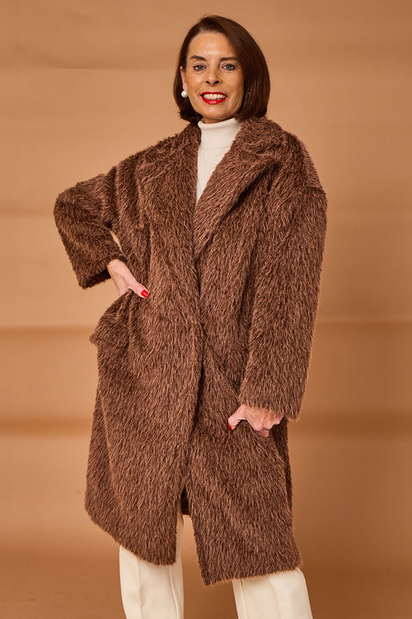 Grace three quarter coat in chocolate