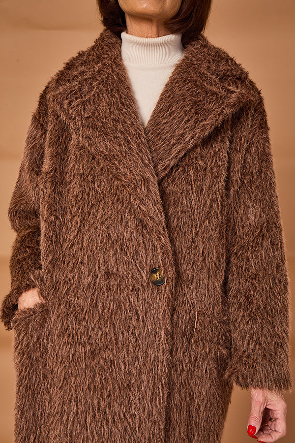 Grace three quarter coat in chocolate