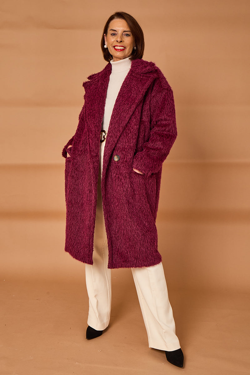 Grace three quarter coat in mulberry