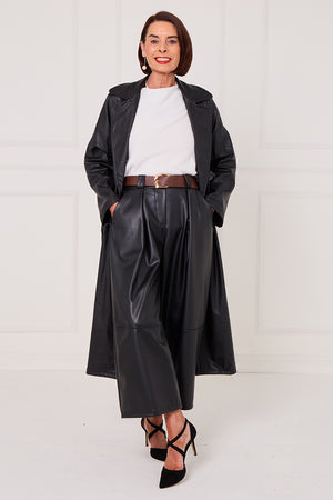 Piero PU long coat in black