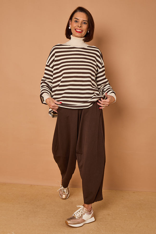 Marlo top in chocolate and beige