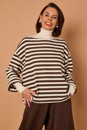 Marlo top in chocolate and beige