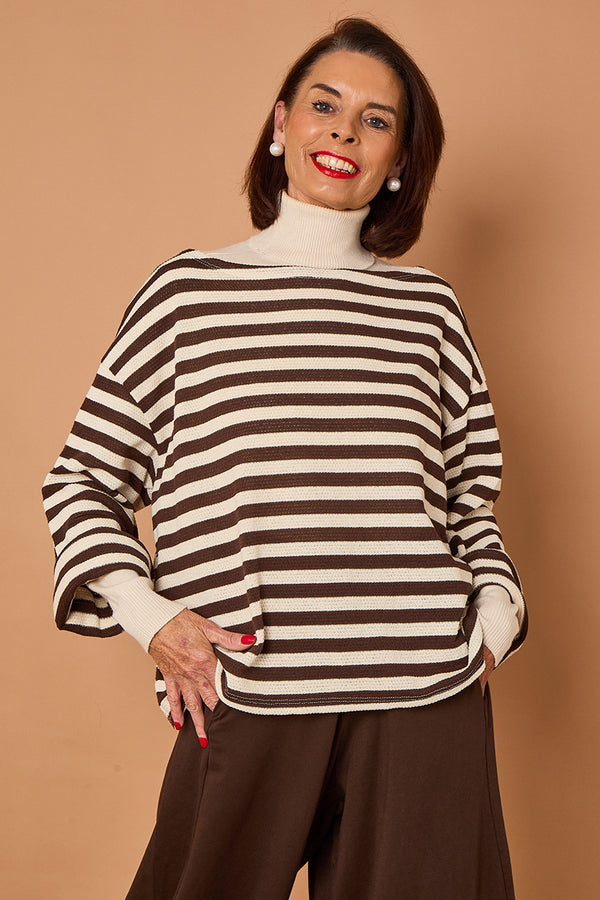 Marlo top in chocolate and beige