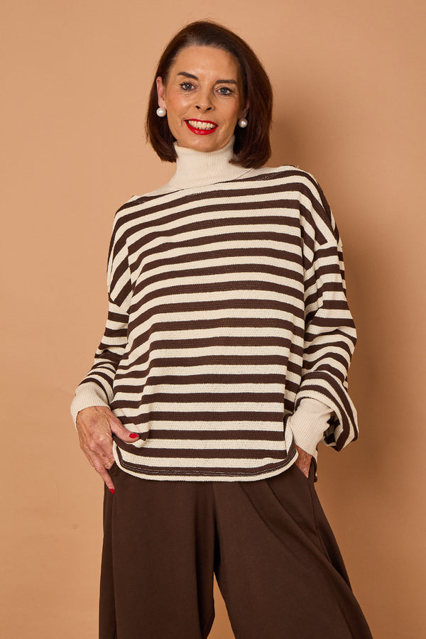 Marlo top in chocolate and beige