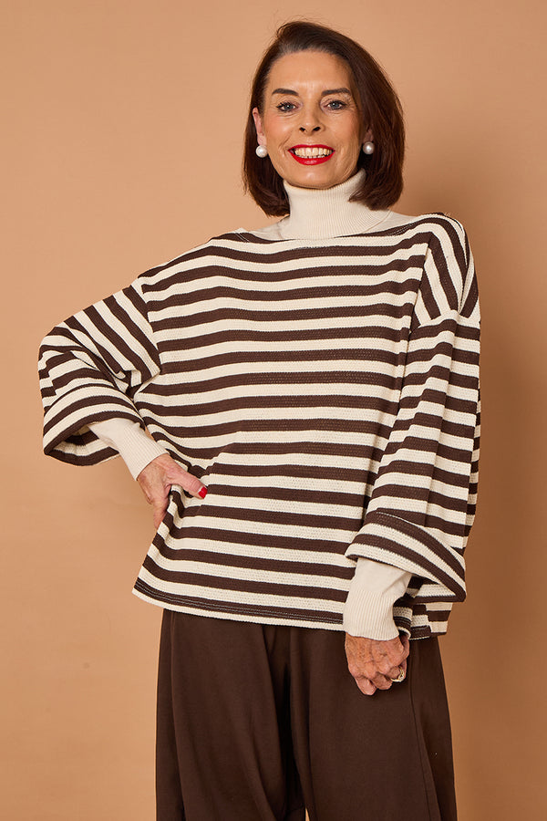 Marlo top in chocolate and beige