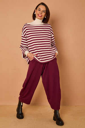 Marlo top in mulberry and beige