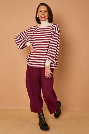 Marlo top in mulberry and beige
