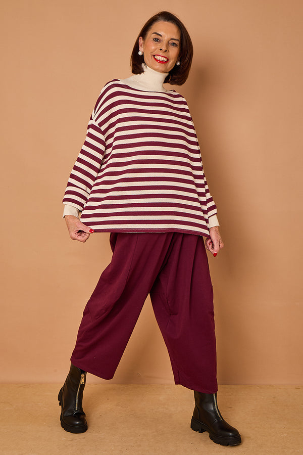 Marlo top in mulberry and beige
