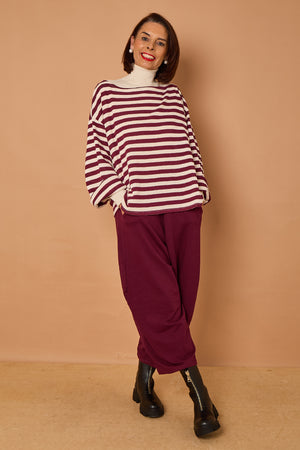Marlo top in mulberry and beige