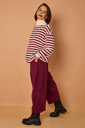 Marlo top in mulberry and beige