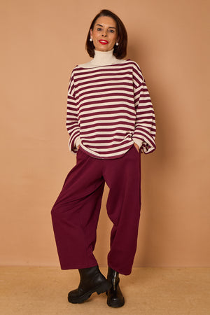 Marlo top in mulberry and beige