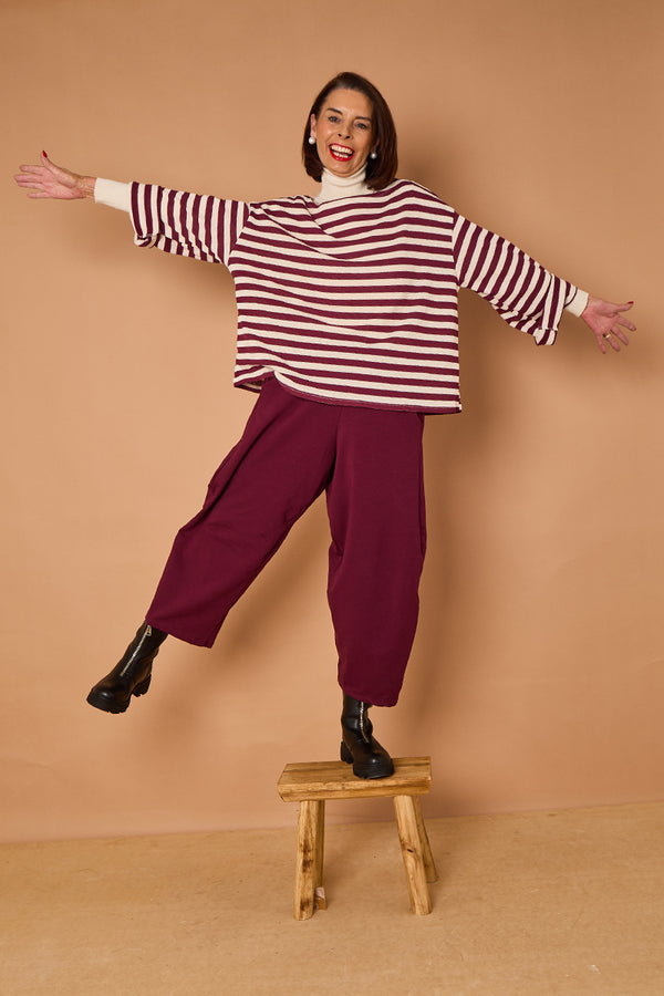 Marlo top in mulberry and beige