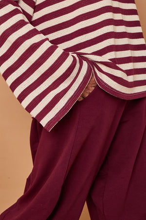 Marlo top in mulberry and beige
